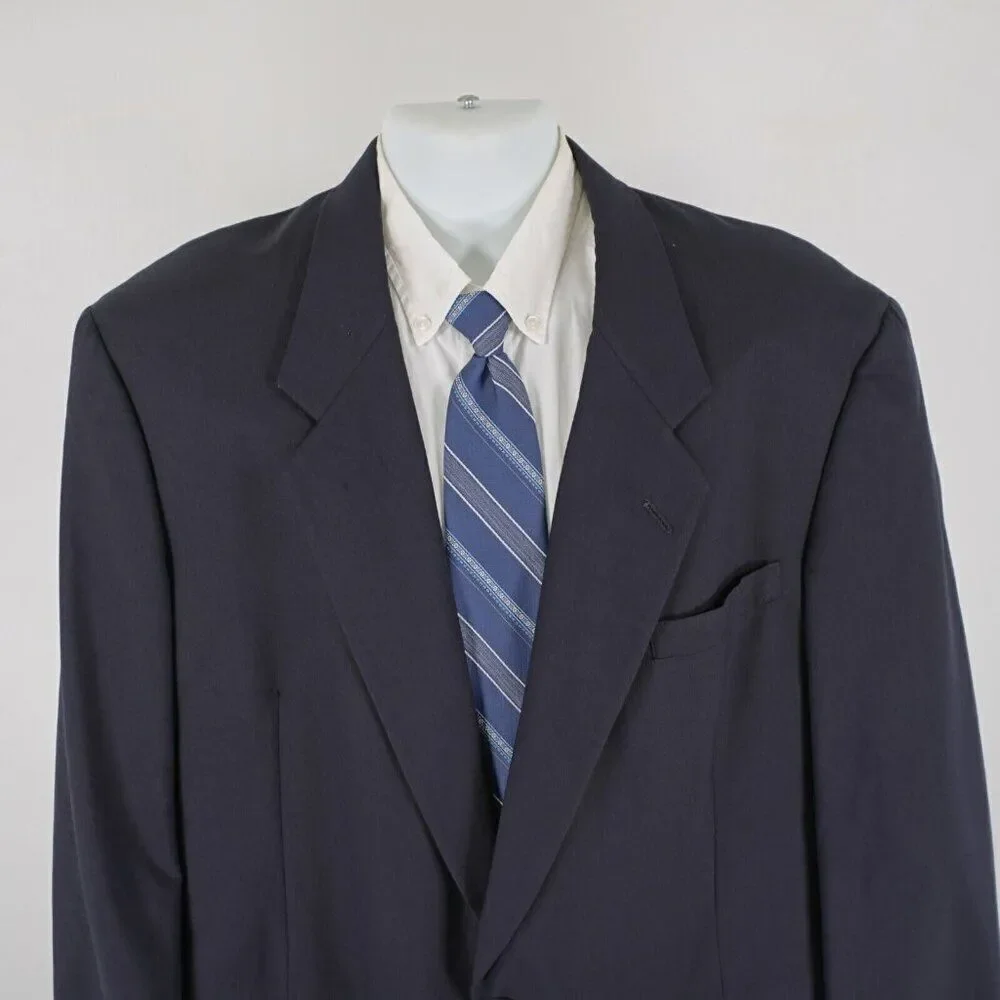 Hart Schaffner Marx Micron 2000 Wool Blue 2‎ Button Suit Jacket / Blazer 48L